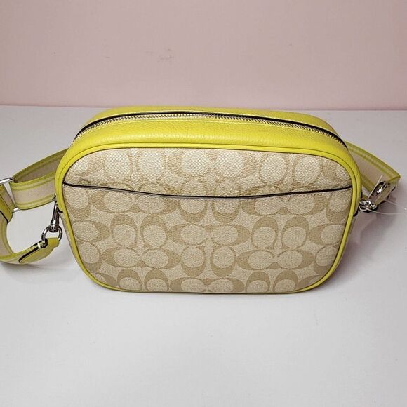 Coach CJ582 Signature Jamie Camera Bag Crossbody Handbag Light Khaki Key Lime - Picture 3 of 7